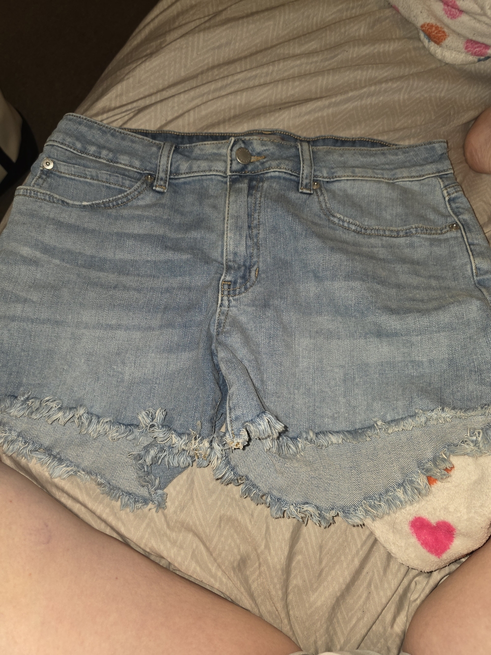Just USA Light Wash Frayed Hem Denim Shorts